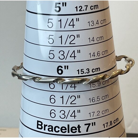 Twisted Sterling Silver Cuff Bracelet 6" Adjustable Vintage Style Minimalist Jew - Picture 2 of 6